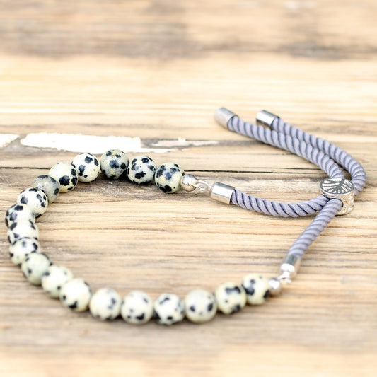 Pulseira de Jaspe Dálmata Ajustável