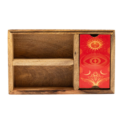 Caixa de Tarot de Três Secções com Suporte para Cartas