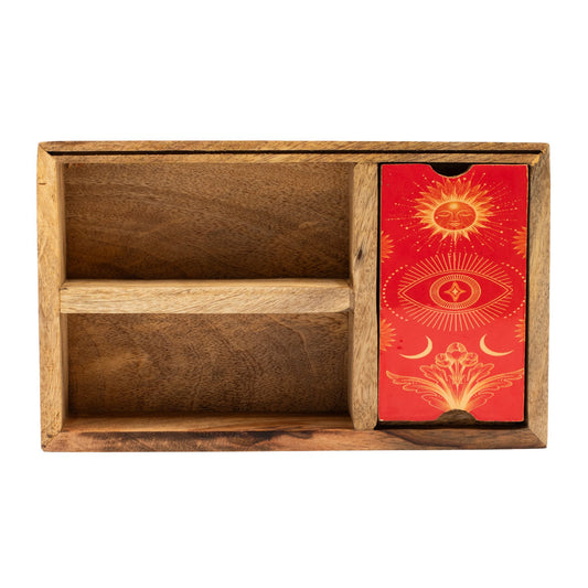 Caixa de Tarot de Três Secções com Suporte para Cartas