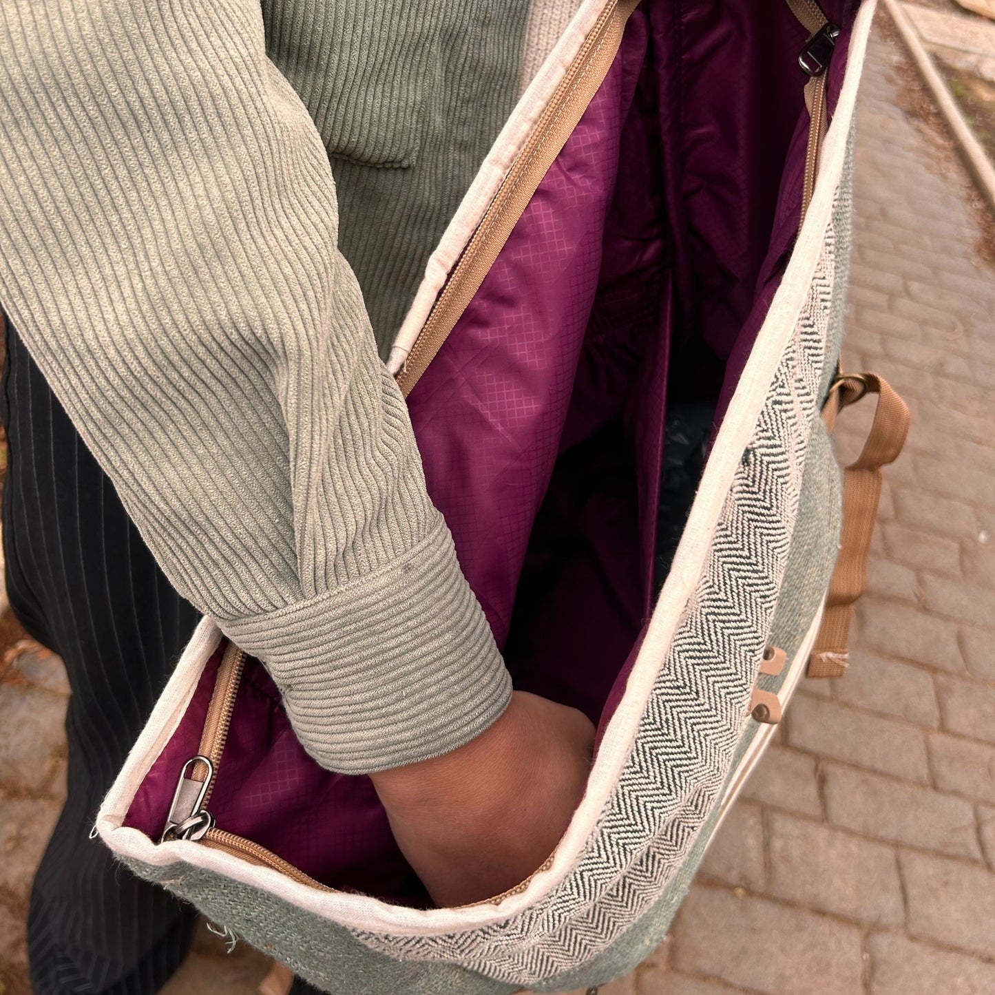 Mochila Enrolável de Trekking em Cânhamo - Sálvia