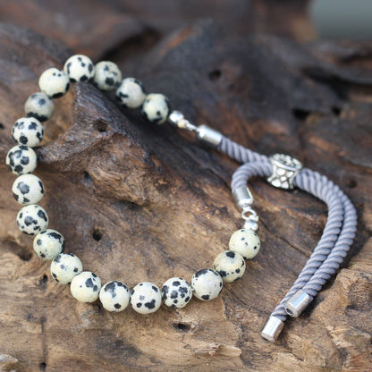 Pulseira de Jaspe Dálmata Ajustável