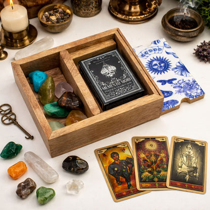 Caixa de Tarot de Duas Secções com Suporte para Cartas