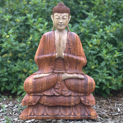 Estátua de Buda Esculpida à Mão - 80cm Boas-vindas