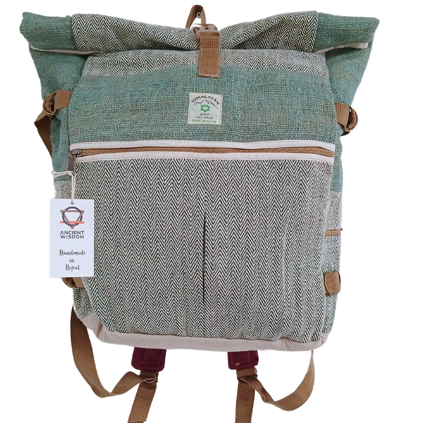 Mochila Enrolável de Trekking em Cânhamo - Sálvia