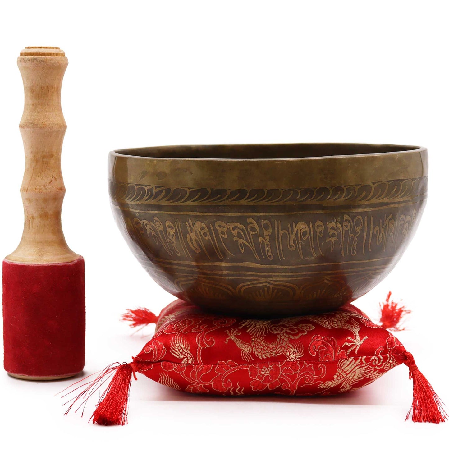 Taça Tibetana de Latão com Gravura Tara Dourada - Set Especial