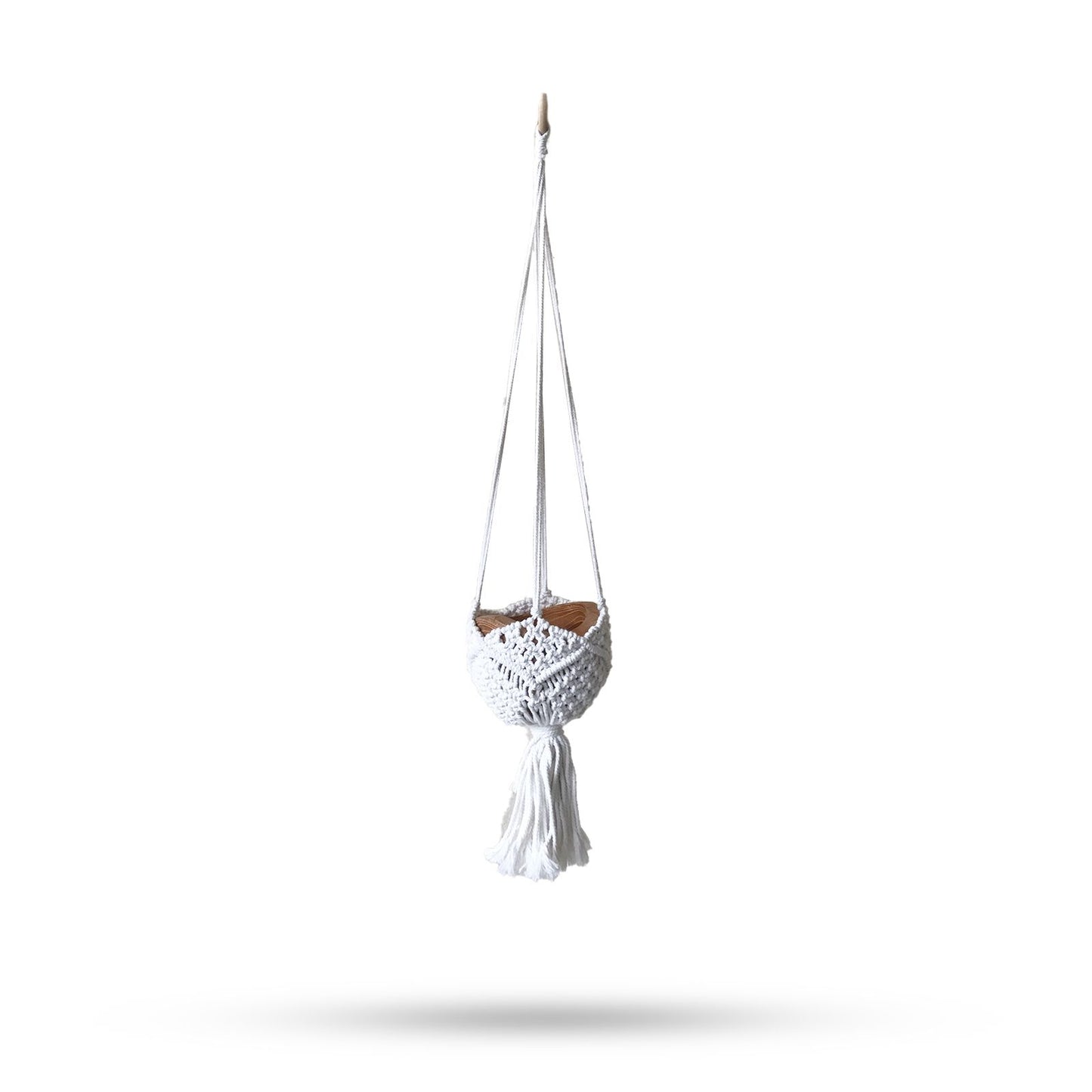 Suporte de Vaso em Macramé Decorativo - Natural