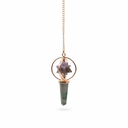 Péndulo Merkaba Giratório de Duas Peças - Ametista e Labradorite