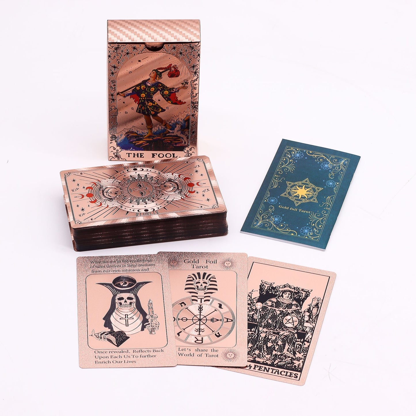 Cartas de Tarot com Foil em Ouro Rosé - Fase Lunar