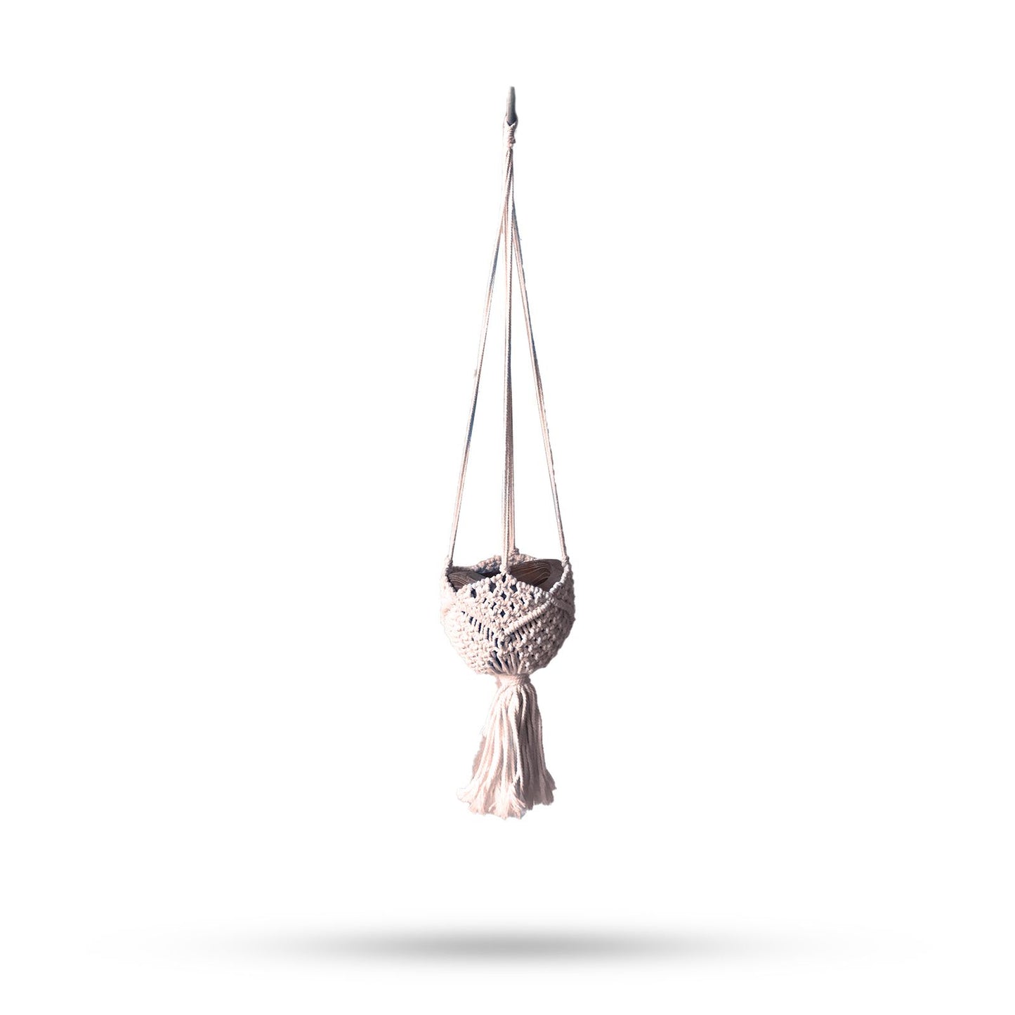 Suporte de Vaso em Macramé Decorativo - Bege