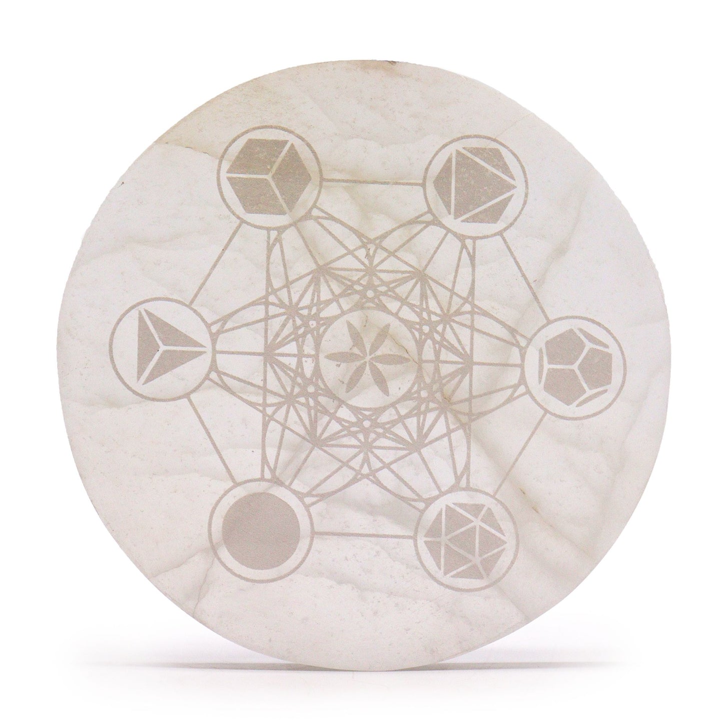 Placa de Carga de Selenite Grande 18cm - Geometria Sagrada