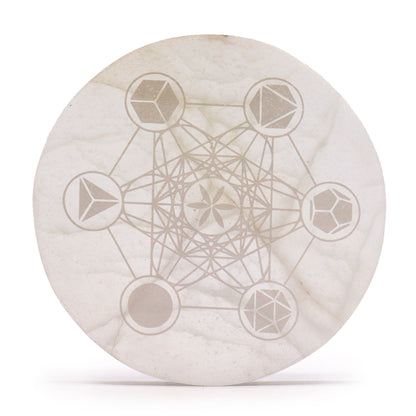 Placa de Carga de Selenite Grande 18cm - Geometria Sagrada