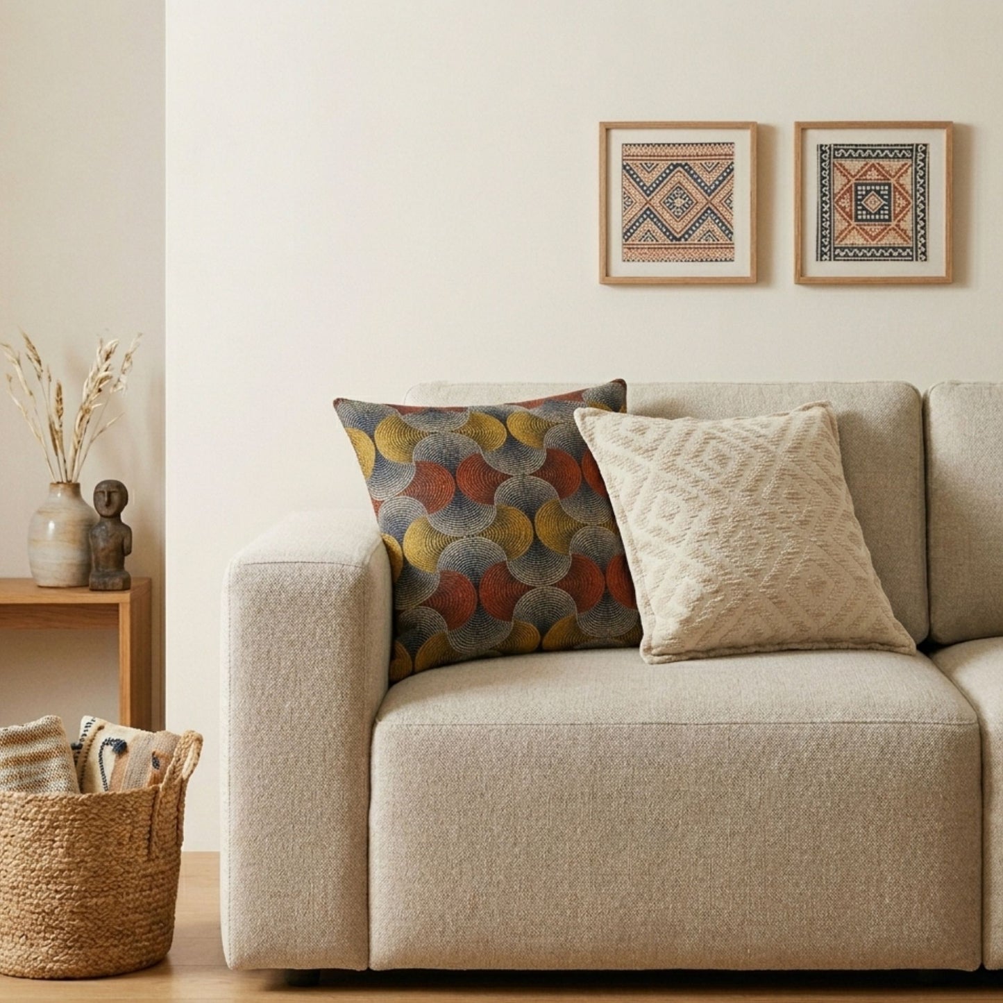 Capa de Almofada Boho 45x45 cm — Geo Creme Neutro