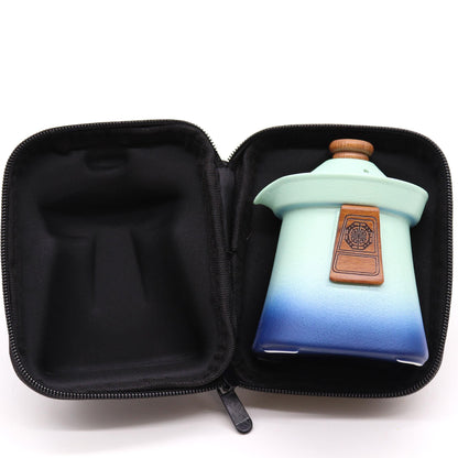 Conjunto de Bule Temple com Três Chávenas, Céu Azul