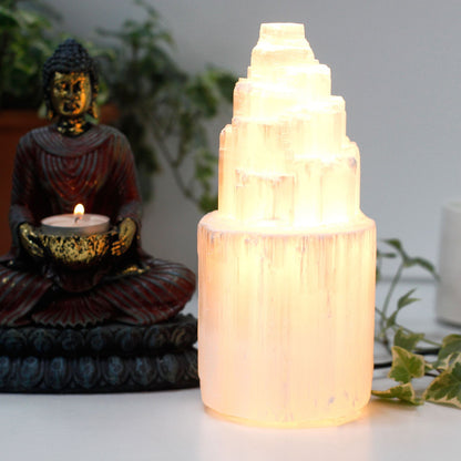 Candeeiro Torre Natural de Selenite 20cm