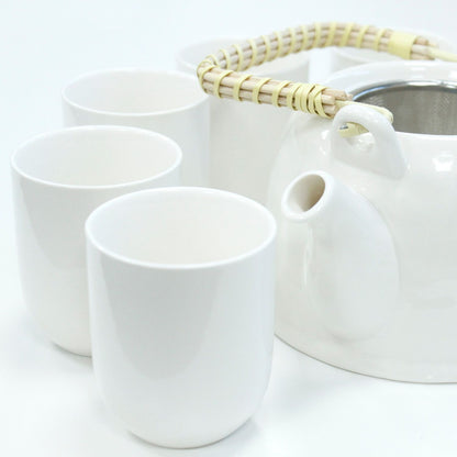 Conjunto de Bule Branco Clássico com Seis Chávenas