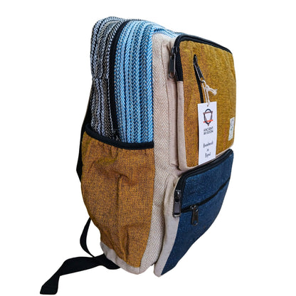 Mochila Grande de Cânhamo - Azul-Petróleo e Tumérico