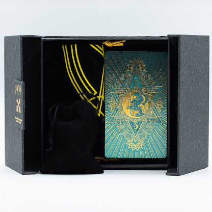 Cartas de Tarot com Foil em Ouro e Turquesa - Conjunto de Presente