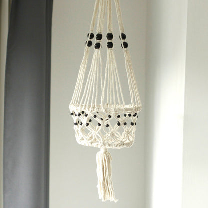 Suporte de Vaso em Macramé - Grande com Contas