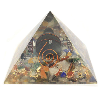 Pirâmide de Orgonite 60 mm com Cristais e Cobre