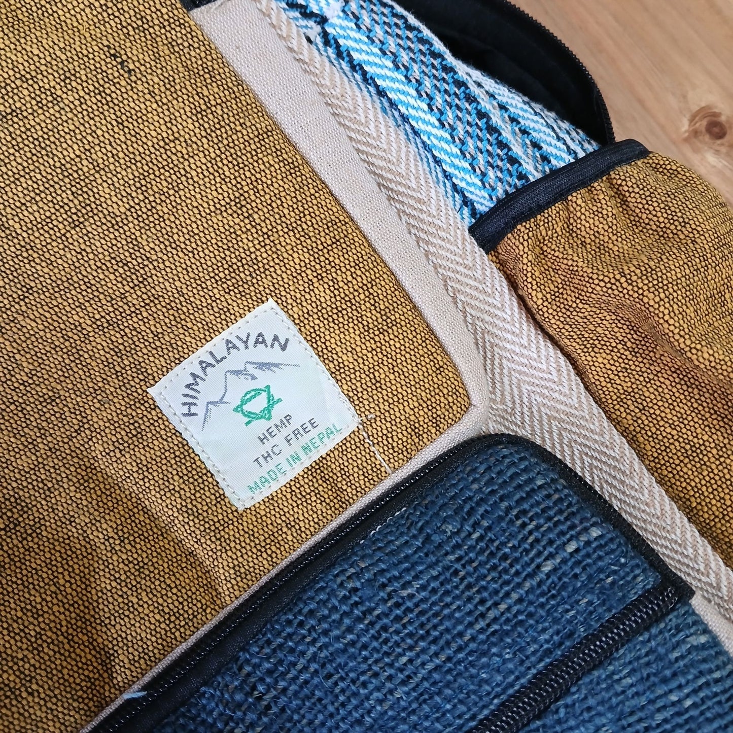 Mochila Grande de Cânhamo - Azul-Petróleo e Tumérico
