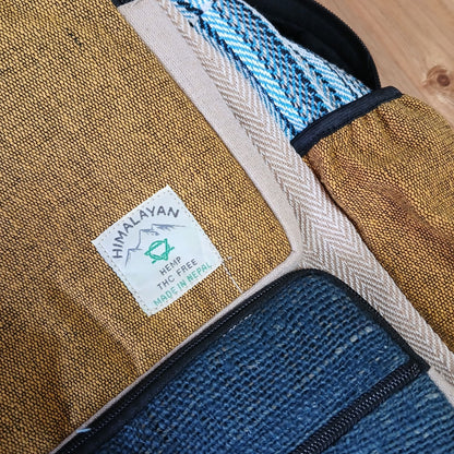 Mochila Grande de Cânhamo - Azul-Petróleo e Tumérico