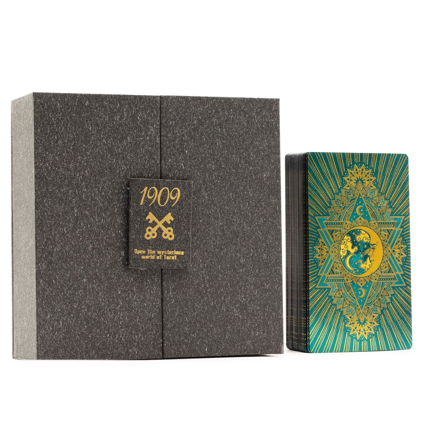 Cartas de Tarot com Foil em Ouro e Turquesa - Conjunto de Presente