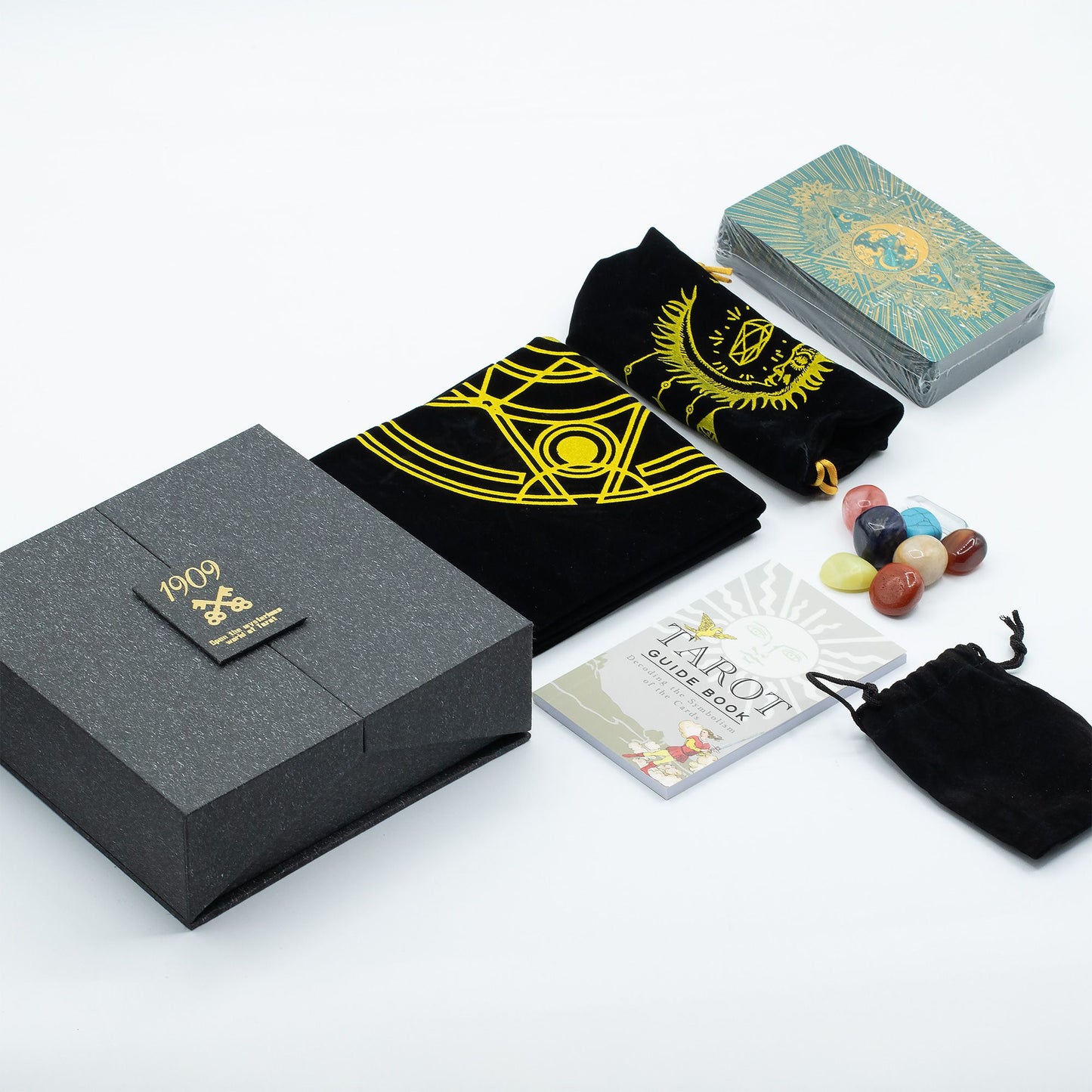 Cartas de Tarot com Foil em Ouro e Turquesa - Conjunto de Presente