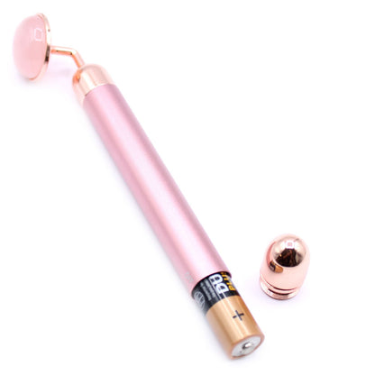 Rolo Facial com Vibração de Pedras Preciosas - Quartzo Rosa