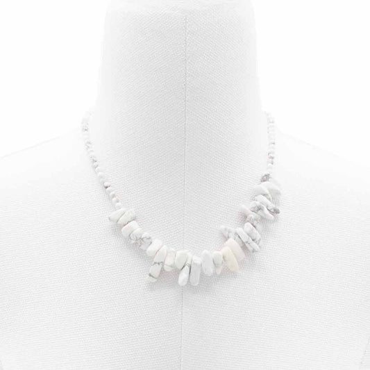Colar Longstone de Jaspe Branco