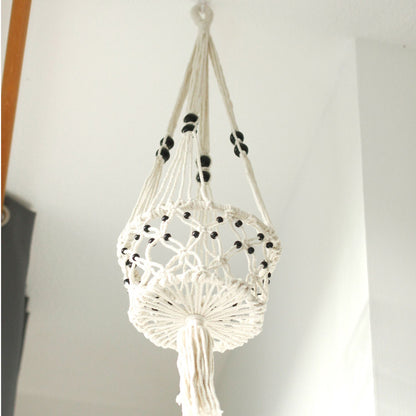 Suporte de Vaso em Macramé - Grande com Contas