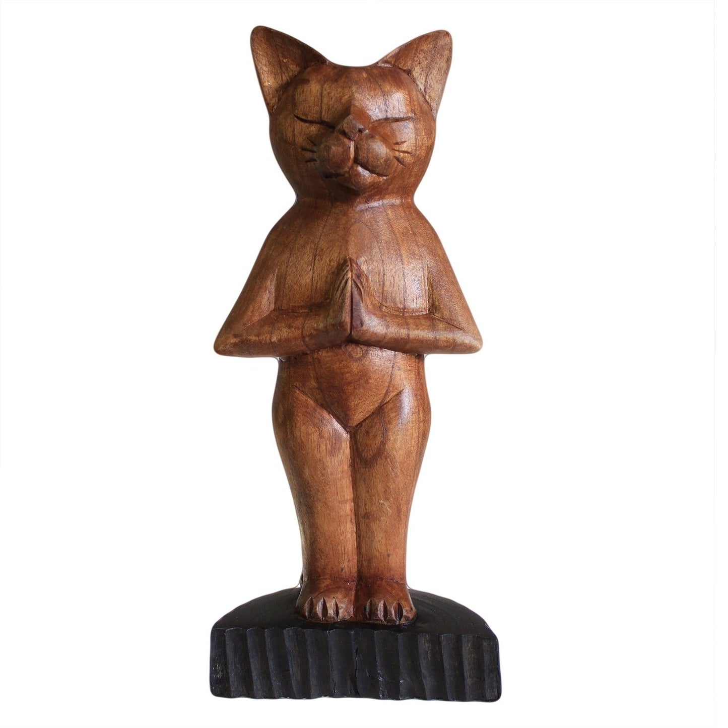 Gato de Yoga Esculpido à Mão - De Pé