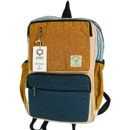 Mochila Grande de Cânhamo - Azul-Petróleo e Tumérico