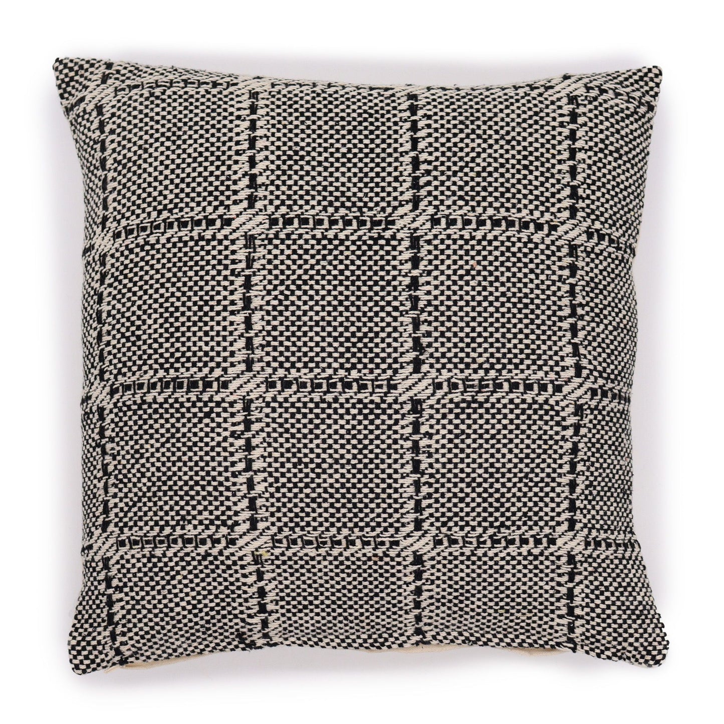 Capa de Almofada Boho 40x40 cm — Xadrez Cinzento