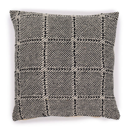 Capa de Almofada Boho 40x40 cm — Xadrez Cinzento