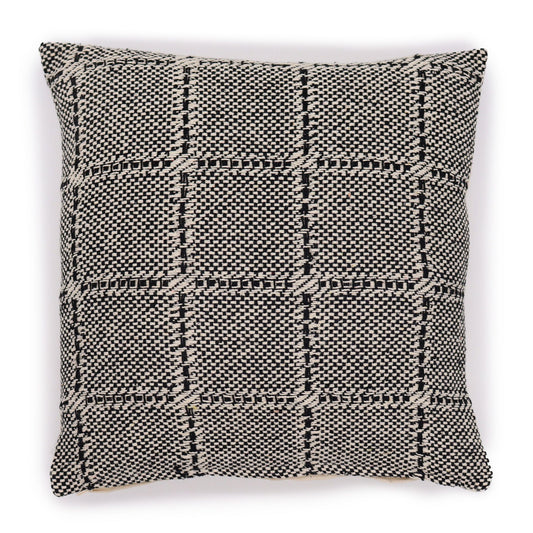 Capa de Almofada Boho 40x40 cm — Xadrez Cinzento