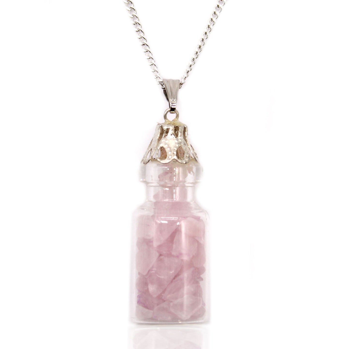 Colar de Quartzo Rosa Engarrafado