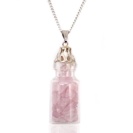 Colar de Quartzo Rosa Engarrafado