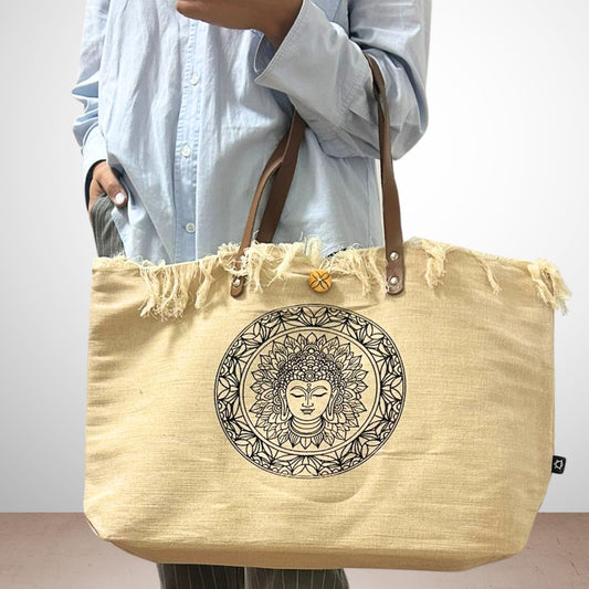 Mala Tote Natural com Alça de Couro  - Inspiração
