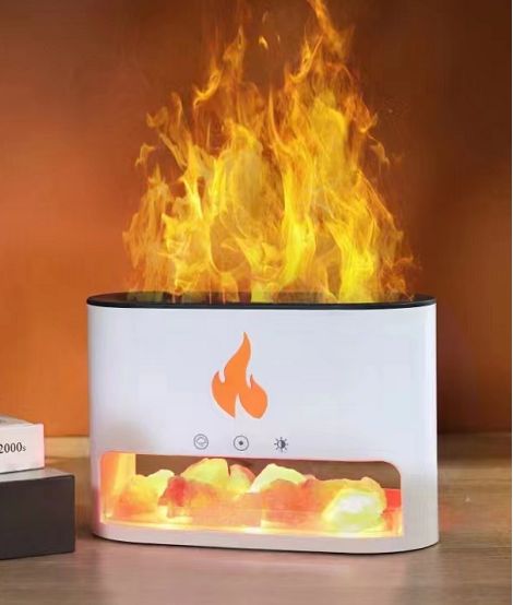 Difusor de Aroma Blaze - Câmara de Sal do Himalaia - USB-C - Efeito Chama (Sal incluída)