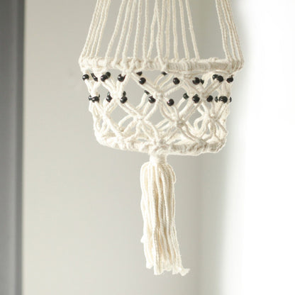 Suporte de Vaso em Macramé - Grande com Contas
