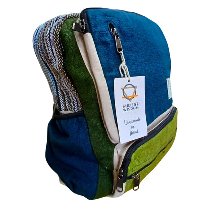 Mochila Grande de Cânhamo - Azul-Petróleo e Sálvia