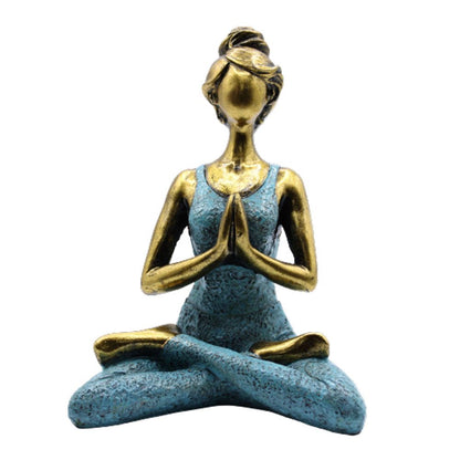 Figura de Yoga - Bronze e Turquesa 24cm