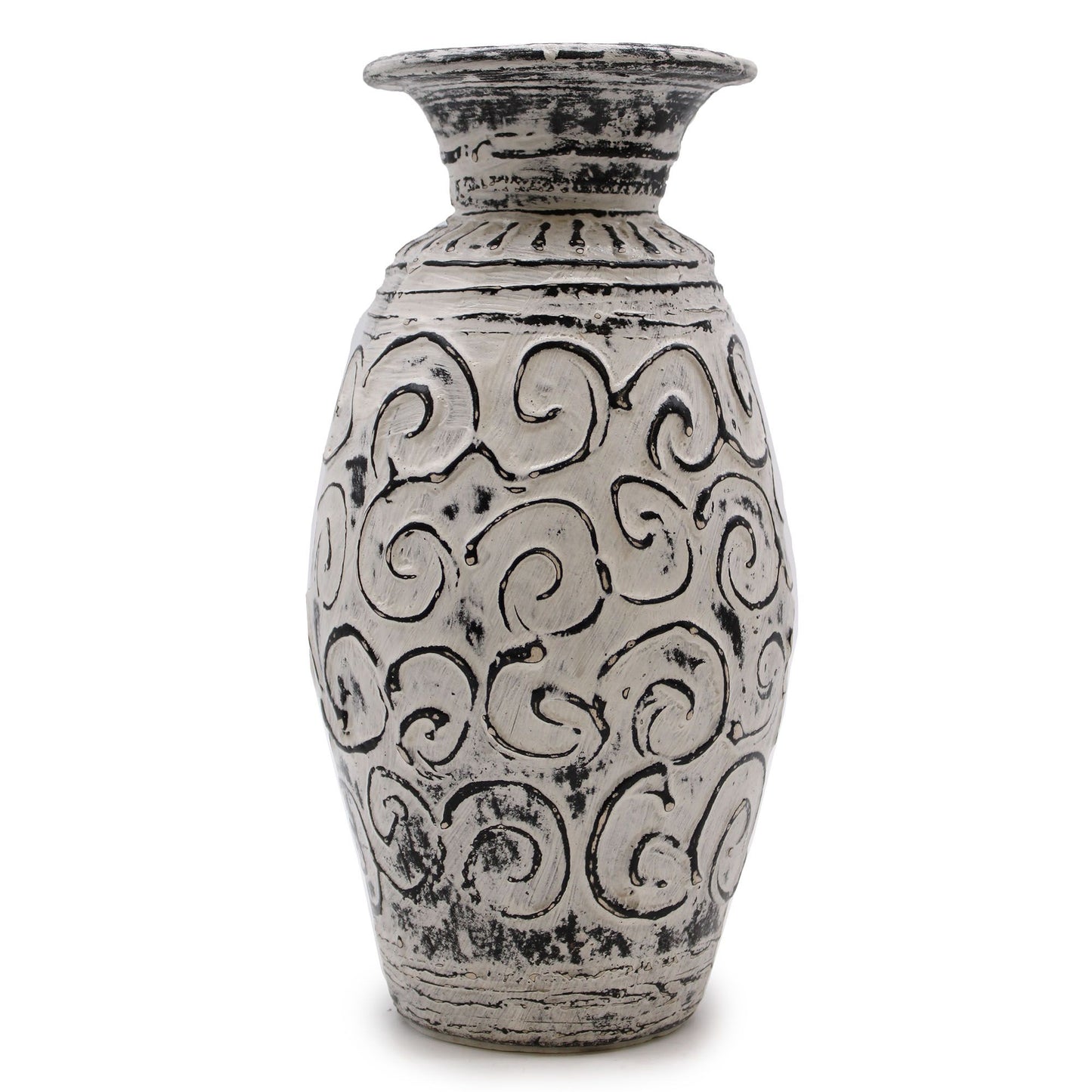 Jarra de Cerâmica com Motivo de Espirais - Creme 32cm