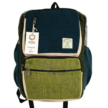 Mochila Grande de Cânhamo - Azul-Petróleo e Sálvia