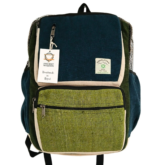 Mochila Grande de Cânhamo - Azul-Petróleo e Sálvia