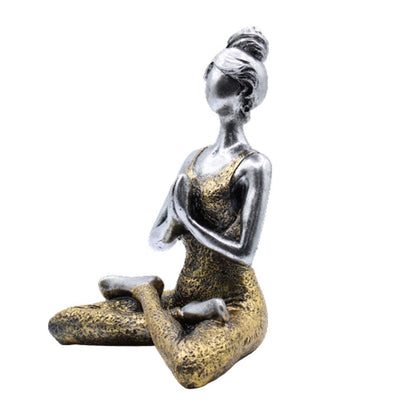 Figura de Yoga - Prata e Dourado 24cm