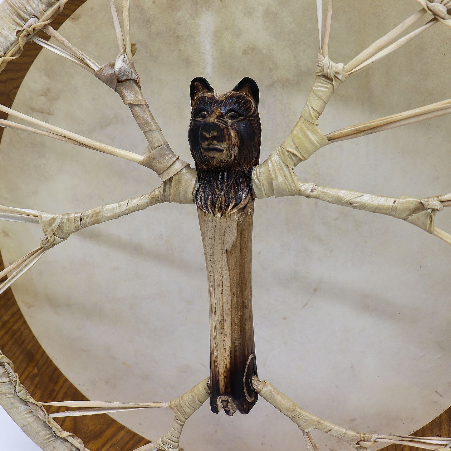 Tambor Xamânico Espírito do Urso e Baqueta - Afinável - 40 cm