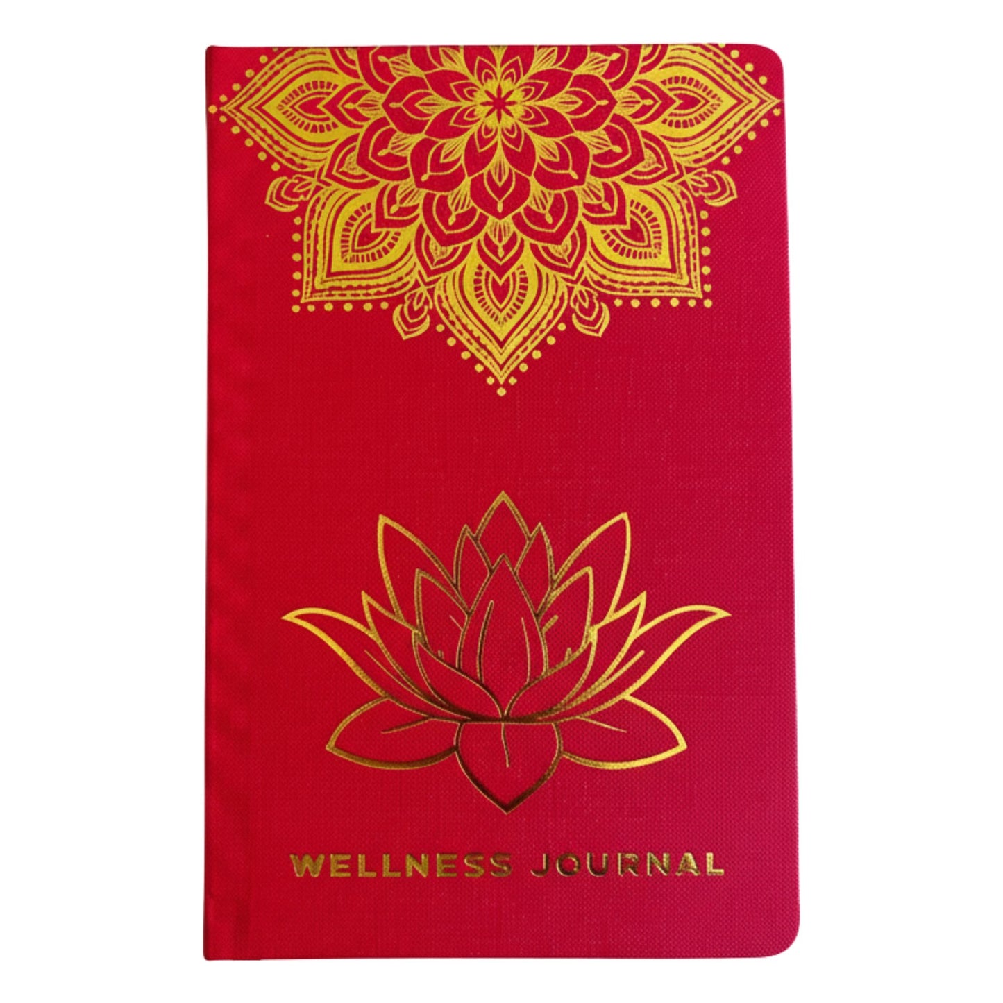 Diário de Bem-Estar Vermelho - Mandala Dourado e Lótus