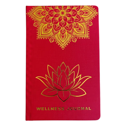 Diário de Bem-Estar Vermelho - Mandala Dourado e Lótus