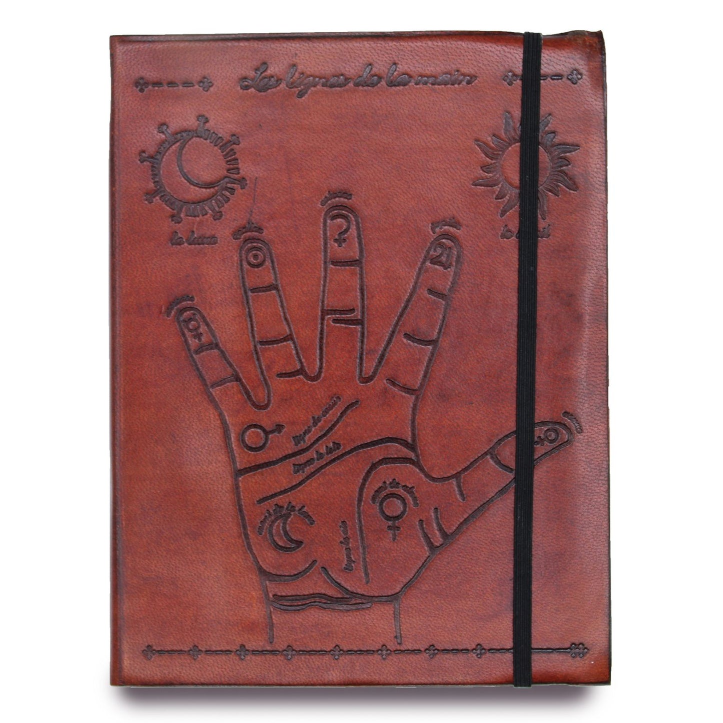 Caderno Médio de Couro Vegetal - Quiromancia